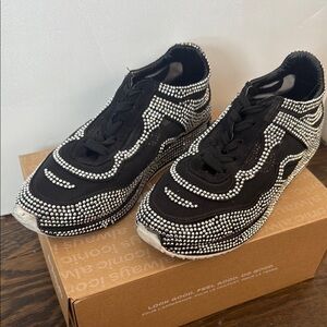 Black and Silver Studded Sneakers